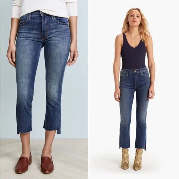 Mother Insider Crop Step Fray Jeans US 25 Not Rough Enough Blue Denim Raw Hem - Picture 4 of 14